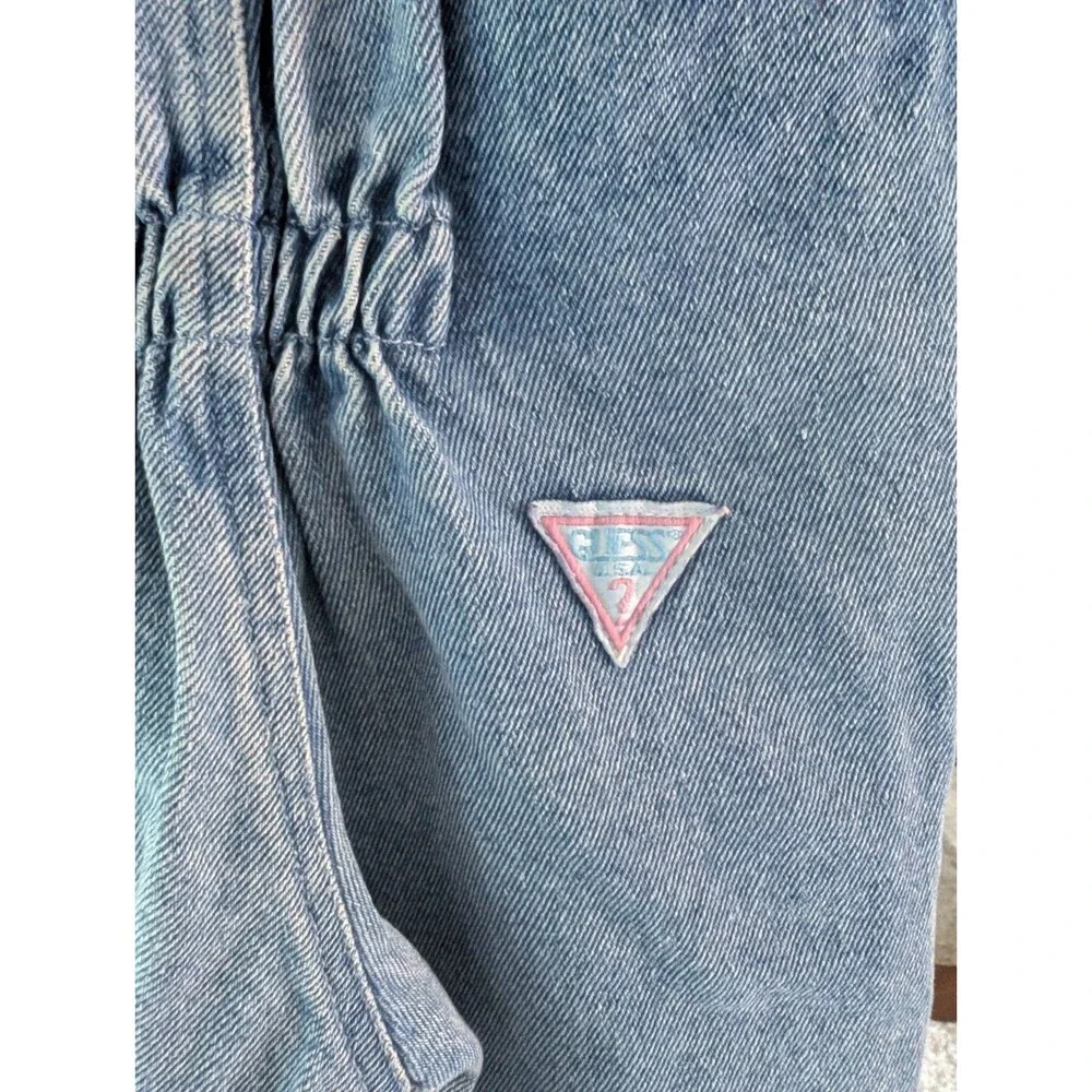 Vintage GUESS CLIP Overalls Georges Marciano USA Baby Girls Denim Size 12 Months